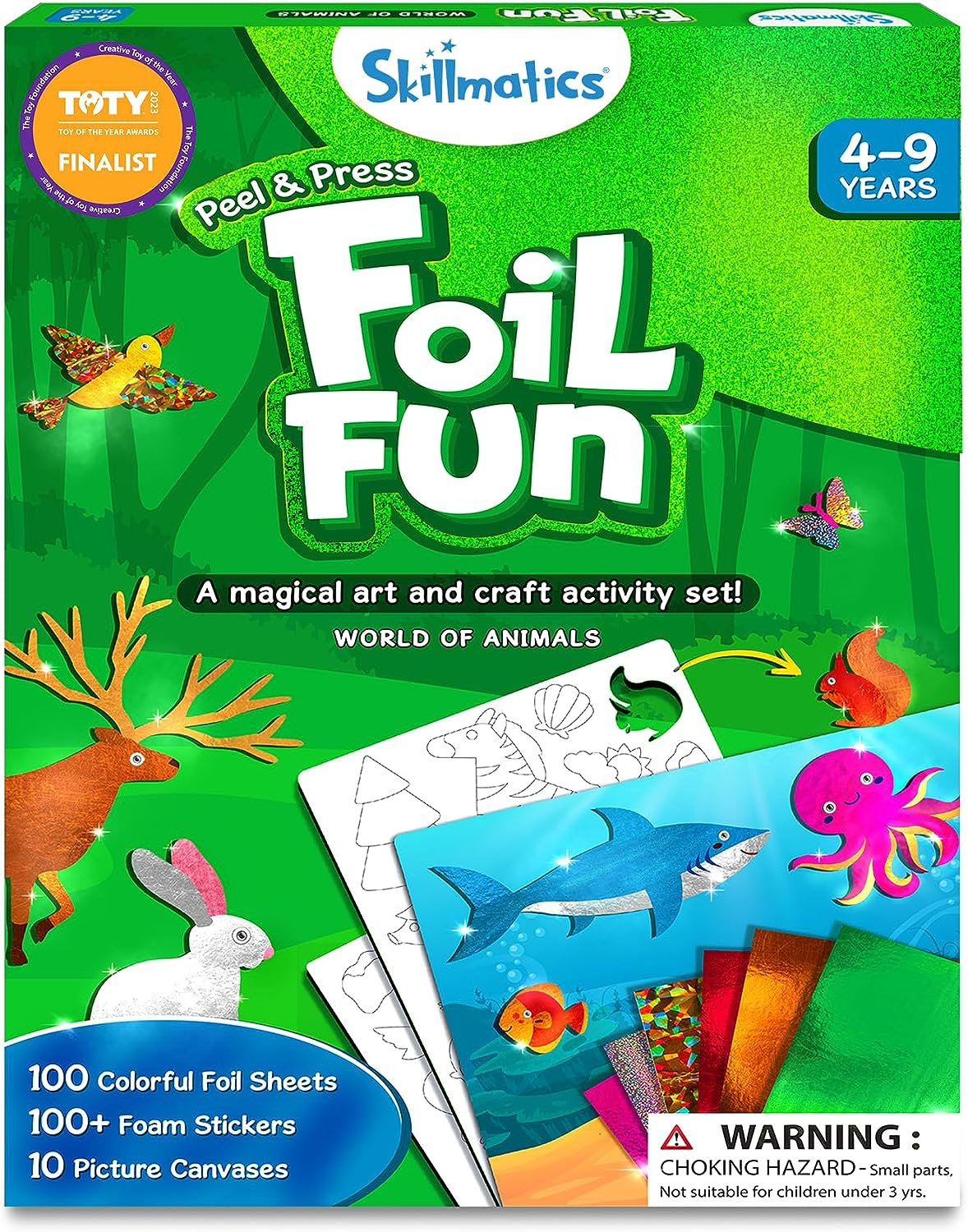 Skillmatics Art & Craft Activity – Foil Fun Animals, No Mess Art for Kids, Craft Kits & Supplies, DIY Creative Activity, Gifts for Boys & Girls Ages 4, 5, 6, 7, 8, 9, Travel Toys