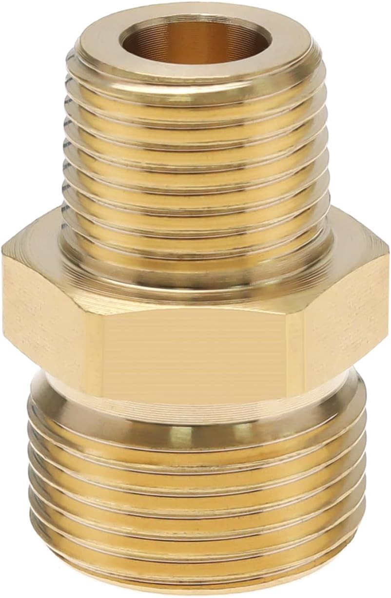 VGOL Brass Pressure Washer Coupler 3/8 Inch NPT Male to M22 14Mm Male Adapter Fitting 4500 PSI External Thread Pressure Washer Hose Connector Converter