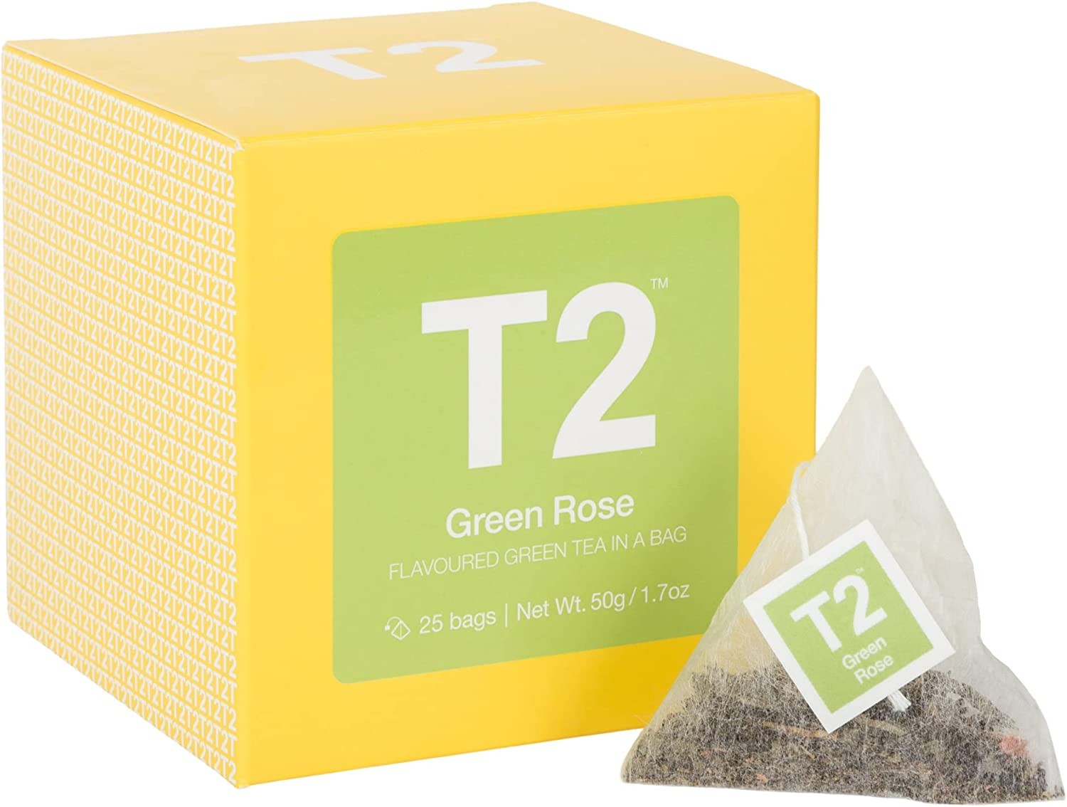 T2 Tea Green Rose, Green Tea Bag in Gift Cube, 25 Count