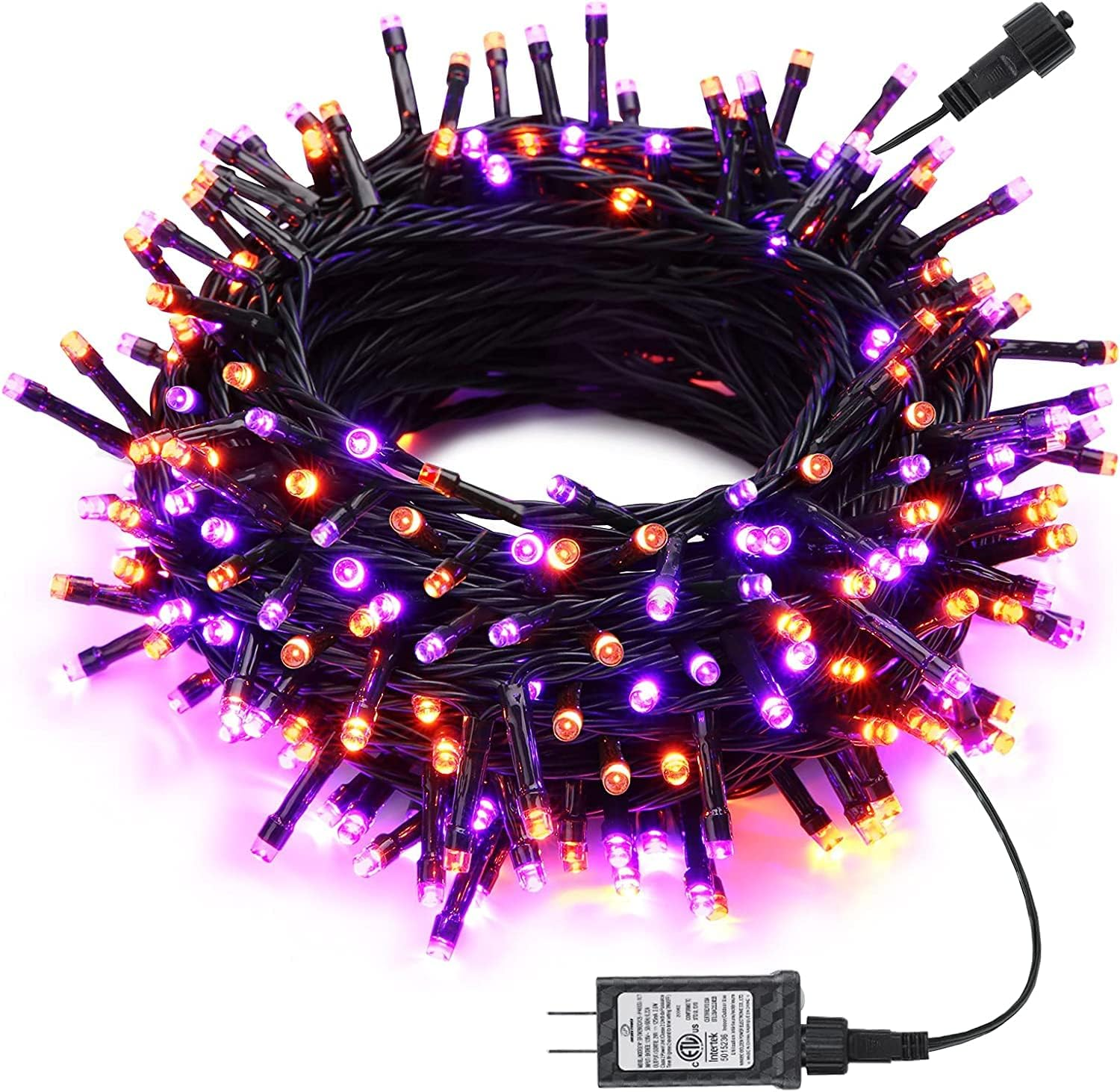 Orange Purple Halloween Lights,Locinoe 30M 300 LED String Lights 8 Modes Plug-In Halloween Twinkle Lights Connectable Waterproof Indoor Outdoor for Home,Garden,Party, Holiday Decor