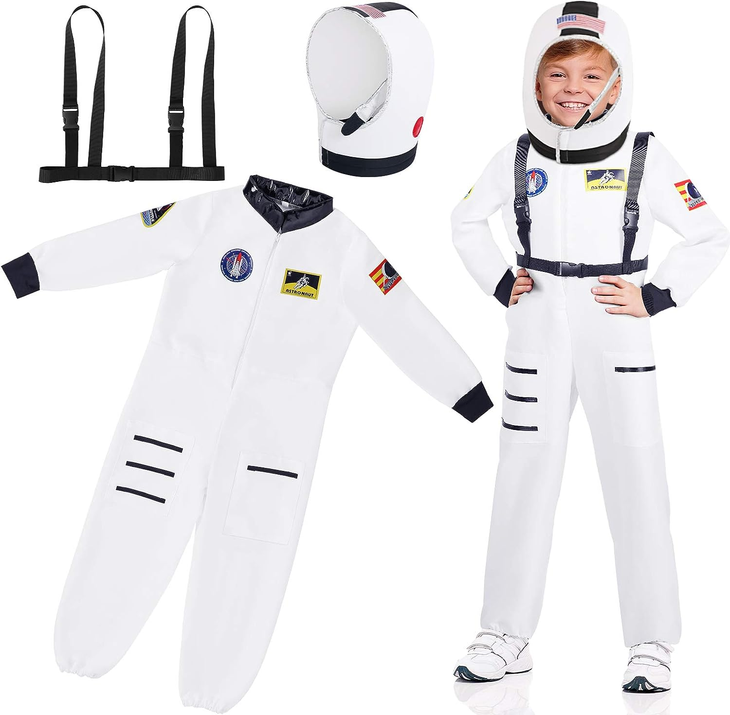 Geyoga Astronaut Costumes for Kids Astronaut Dress up Role Play with Astronaut Helmet for Birthday Theme Party