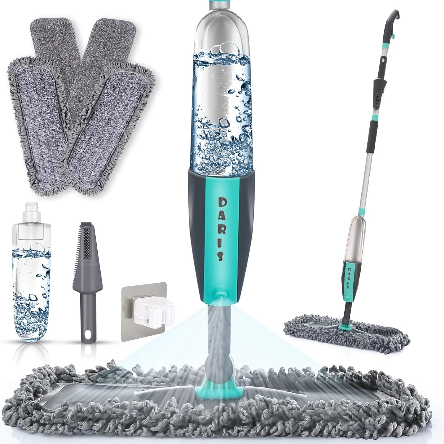 Spray Mops for Floor Cleaning Microfiber Floor Mop with 3 Washable Pads 1 Holder 1 Scraper Wet Dry Floor Cleaner 360 Degree Spin Dust Mop Hardwood Floor Mop…