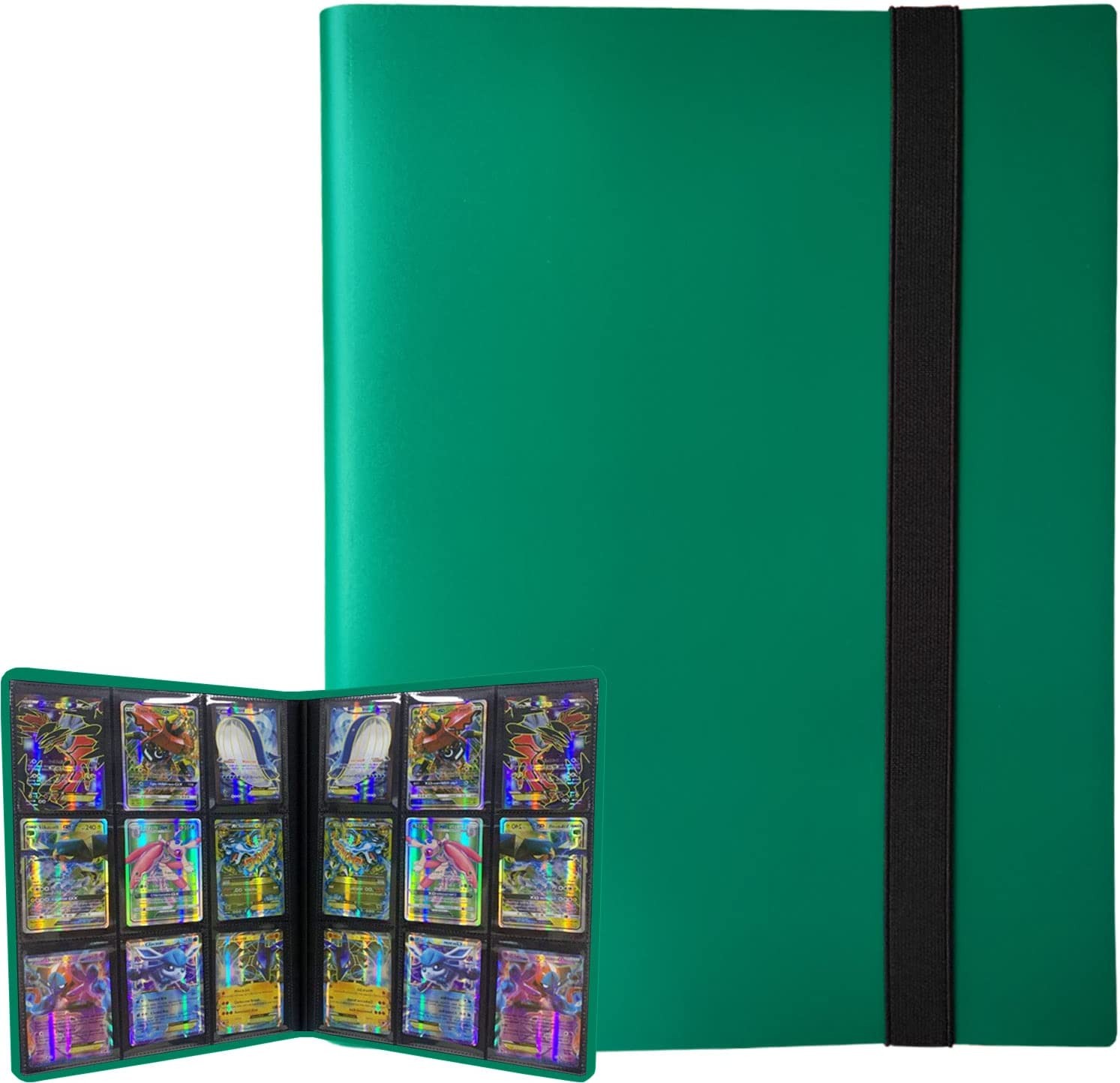 Trading Card Binder Holder, Sports Card Album with Card Sleeves, Book Protection Trading Cards – 9 Pocket – Put up to 360 Cards(Green)