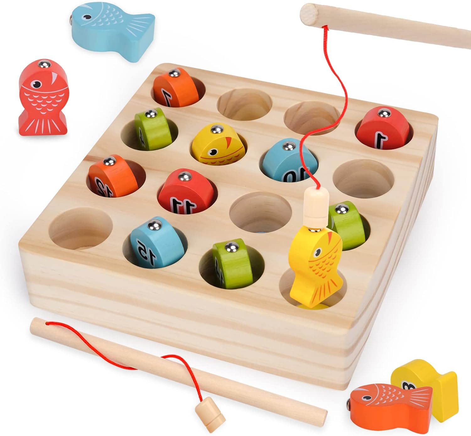 Montessori Toys for Toddlers Age 2-3-4, Learning & Education Toys for 3-4 Year Old Boy Kids Busy Board Games 2+ 3+ Year Old Girl Gifts Wooden Magnetic Fishing Game Birthday Presents Sorting Puzzle