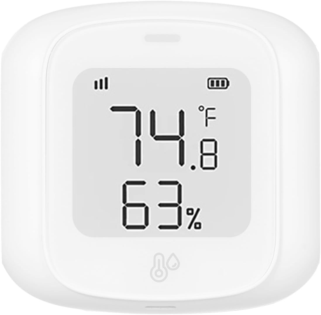 Zigbee Temperature Humidity Monitor Smart Temperature and Humidity Sensor with LCD Screen Indoor Thermometer Hygrometer Compatible with Alexa Google Home