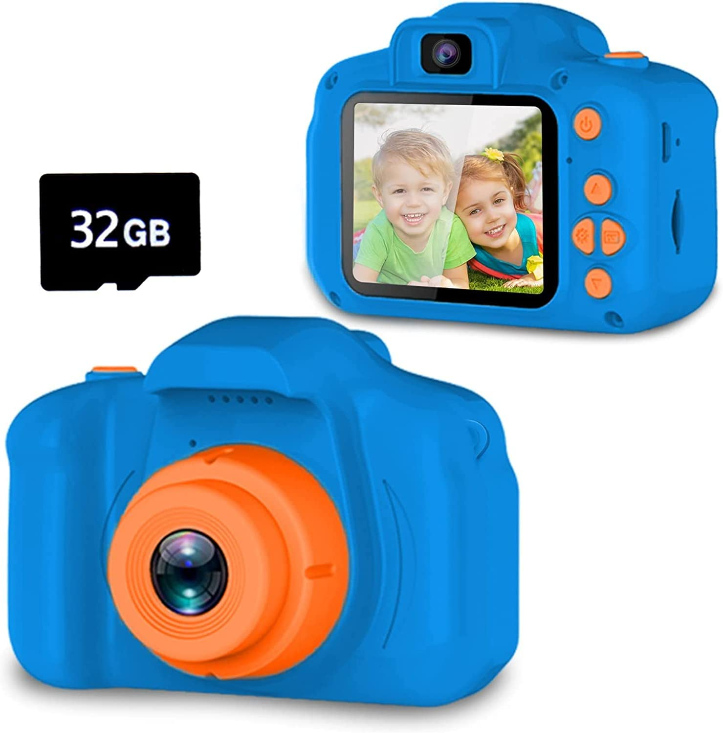 Upgrade Kids Selfie Camera, Christmas Birthday Gifts Toys for Children, HD Digital Video Cameras for Toddler, Portable Toy for 3 4 5 6 7 8 Year Old Boy Girl with 32GB SD Card (Navy Blue)