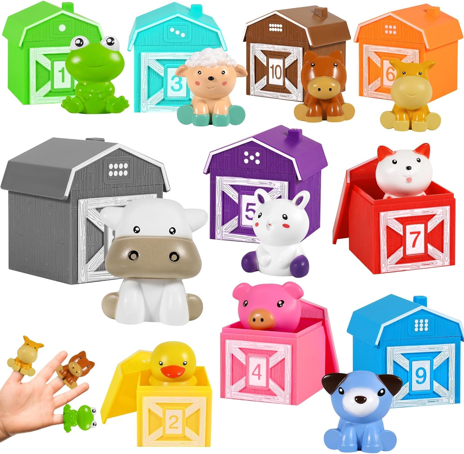 Montessori Farm Animal Learning Toys for Toddlers 1-3, 20PCS Toddler Learning Toys for Counting, Color Sorting, Matching Game, Idea Christmas Birthday Toddler Baby Boy Girl 12+ Months