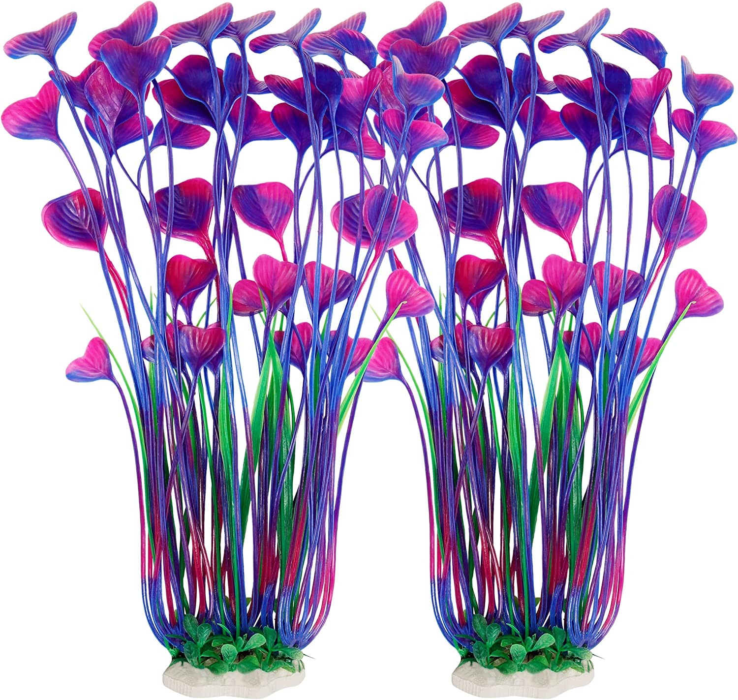 Mylifeunit Aquarium Plants, 2 Pack Tall Plastic Plants for Fish Tank Decorations, 15.75 Inches (Purple)