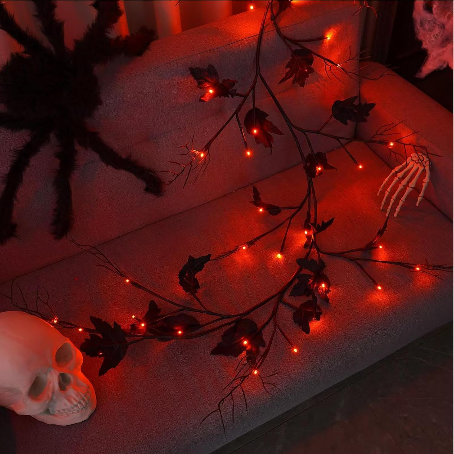 Halloween String Lights – Flexible Halloween Wall Tree Lights | Artificial Halloween Garland Creative Tree Branch Lights | 8 Modes Dark Green Wire Fairy Light for Living Room Bedroom