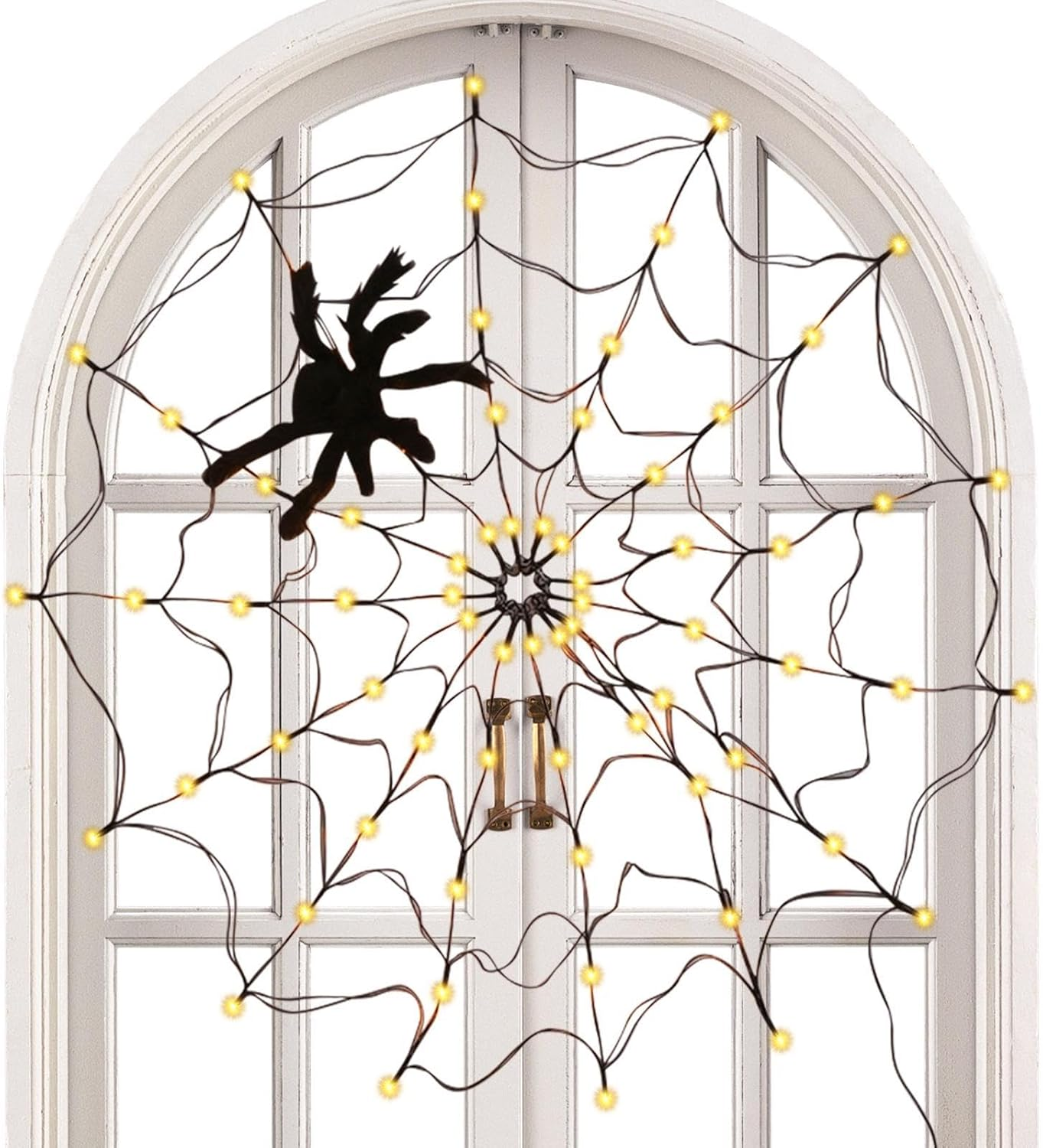 Halloween Decorations Spider Web Lights | Battery Operated Halloween Light,70 LED Atmosphere Lights with Black Spider, Battery Operated Waterproof Lights for Indoor and Outdoor