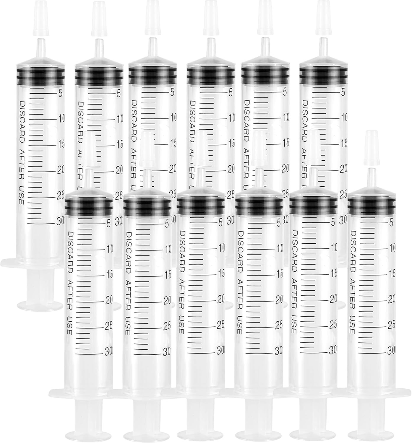 30ML Syringe for Liquid, 12Pack Measuring Small Plastic Syringes with Caps, Reusable Liquid Measuring Syringe Tools with Measurement for Scientific Labs, Feeding Pets, Refilling Cosmetics (12Pack 30ML)