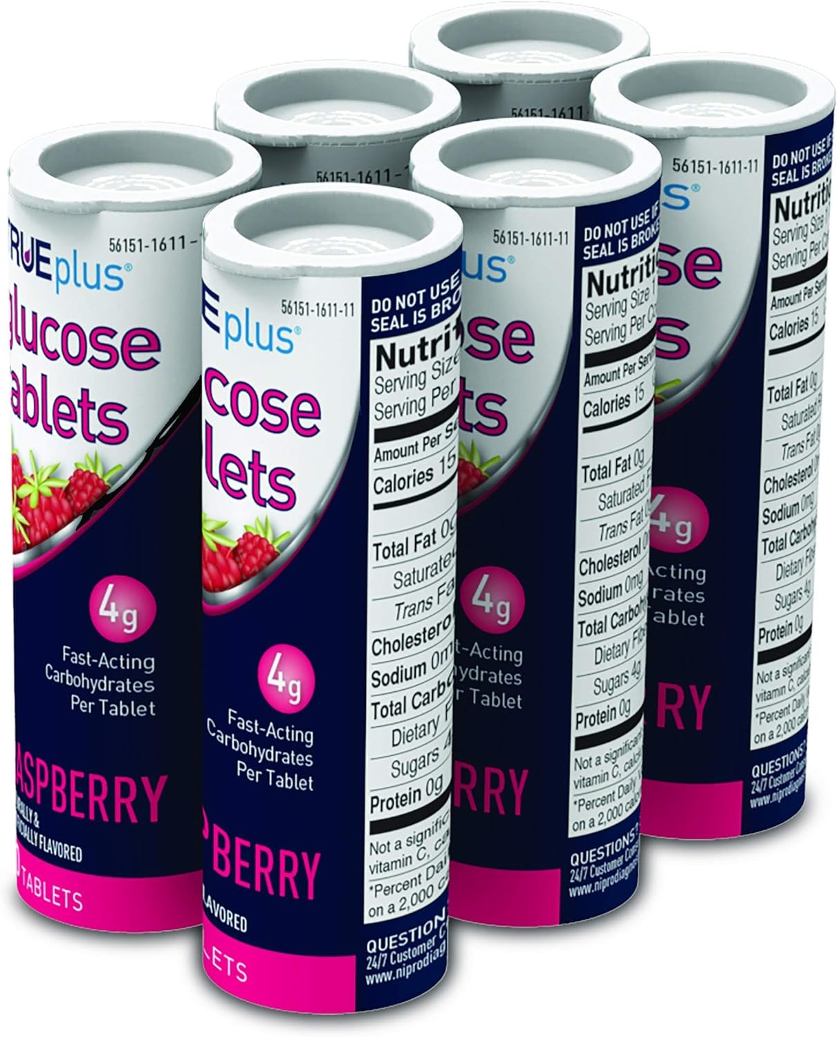 Trueplus® Glucose Tablets, Raspberry Flavor – 10Ct Tube (6)