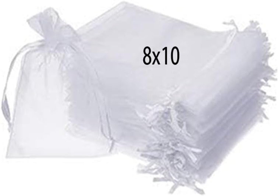 100Pcs Organza Gift Bags Mesh Wedding Party Favor Bags,Organza Candy Jewelry Bag Wrapping Bags,Jewelry Gift Bags,Drawstring Mesh Jewelry Gift Bag,Wedding Party Favors Candy Bag for Party,Jewelry,White