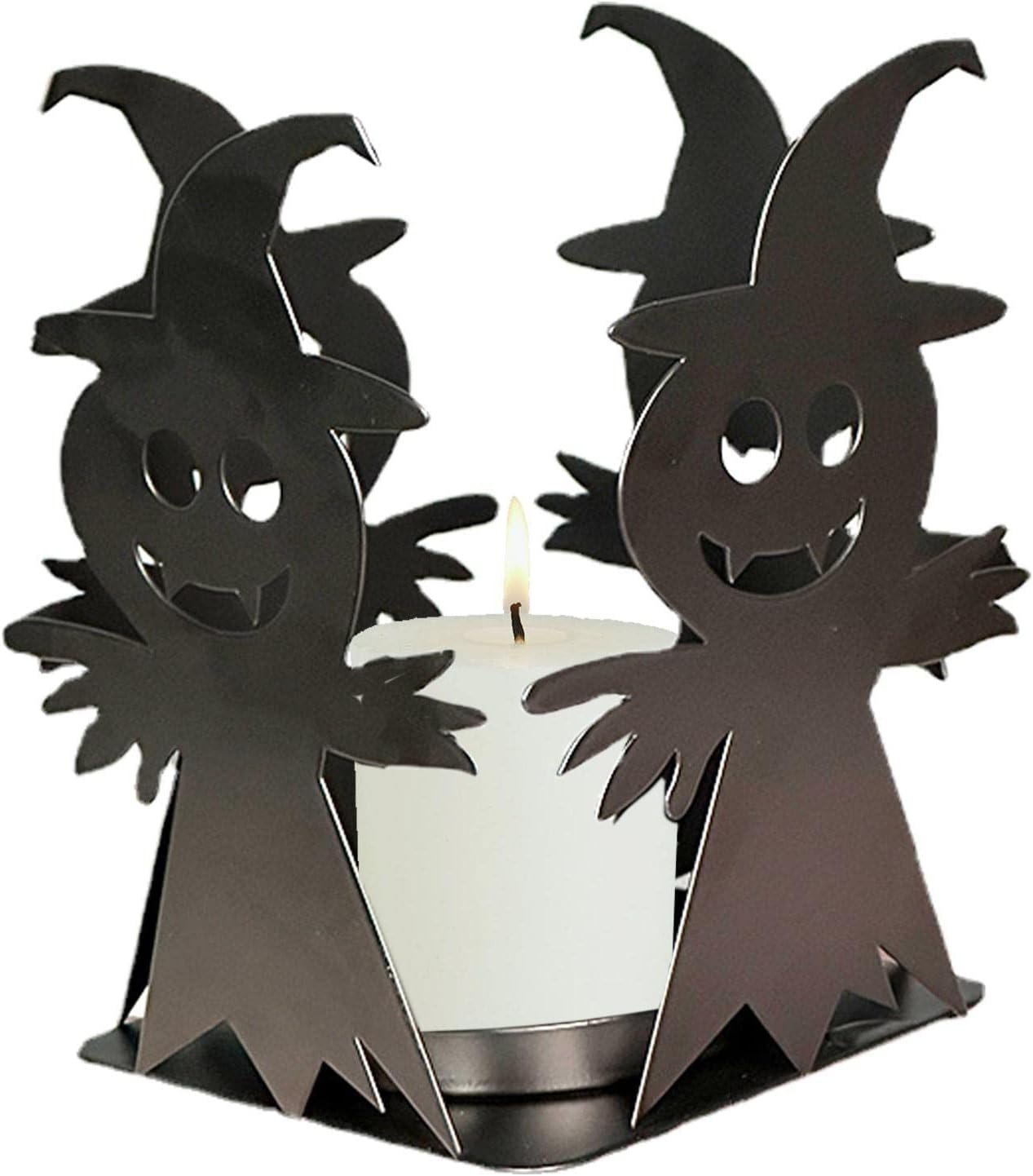 Halloween Spirit Candle Holder – Crafts with Metal Lock | Metal Iron Silhouette Craft Hollow Out Castle Pattern Candle Decorations Protector Fanelod