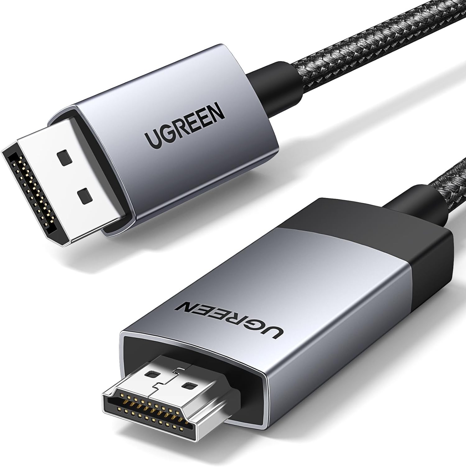 UGREEN Displayport to HDMI Cable 1M 4K@60Hz HDR Active DP 1.2 to HDMI 2.0 Cord Aluminum Braided Uni-Directional Display Port to HDMI Converter Compatible with Monitor, Projector, Dell, Lenovo, HP