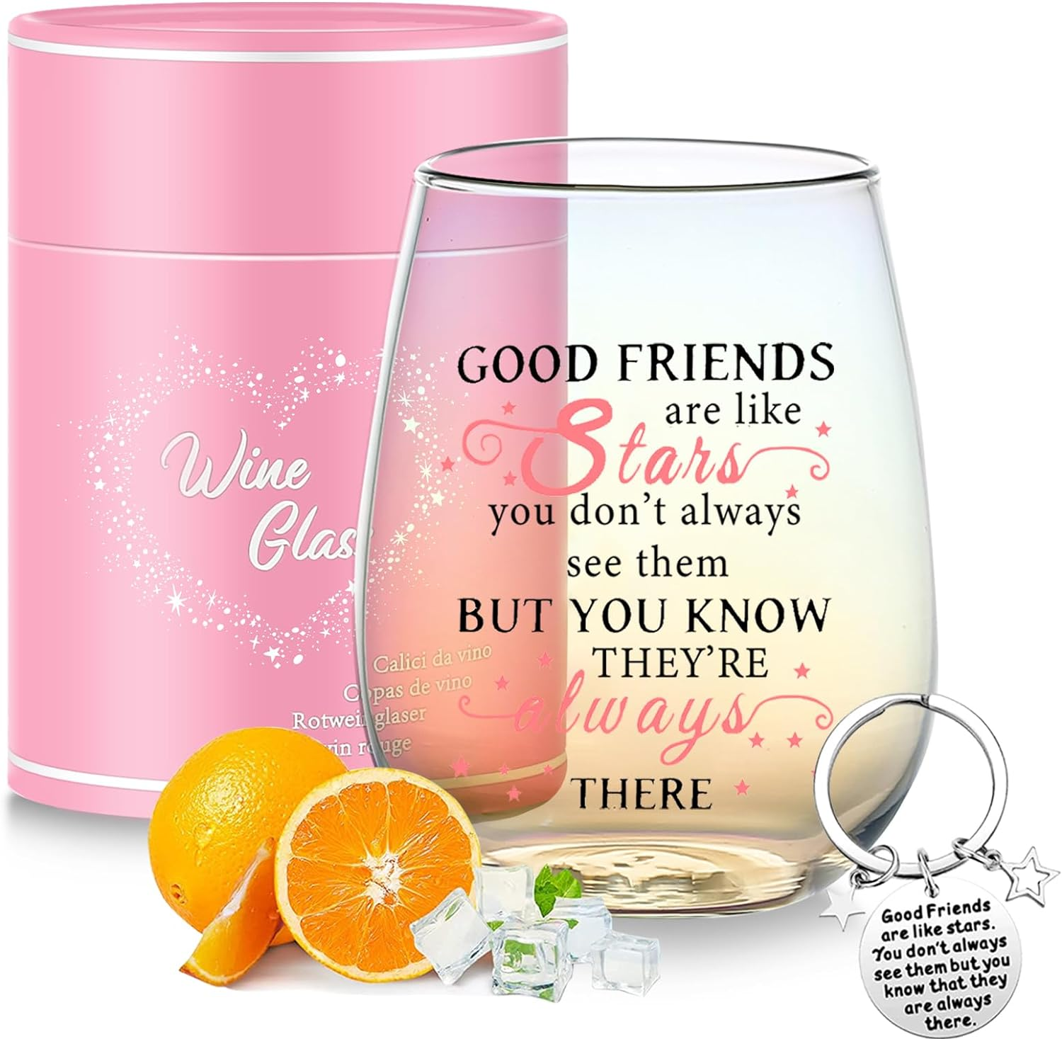 Friendship Gifts for Women Wine Glasses Drinking Personalised Birthday Gifts for Friend Girl Men Special Friend Gifts for Girlfriend Sister Leaving Best Friend for Colleague Stemless Wine Glass