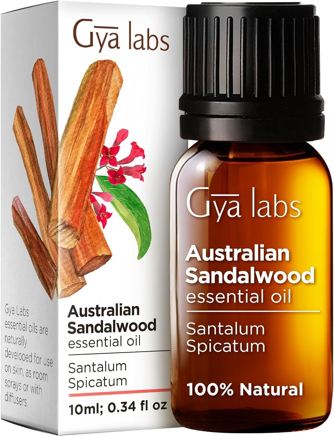 Gya Labs Australian Sandalwood Essential Oil for Diffuser – 100% Pure & Natural Australian Sandalwood Oil Therapeutic Grade for Skin & Aromatherapy Use – Warm, Woodsy Scent (10Ml)