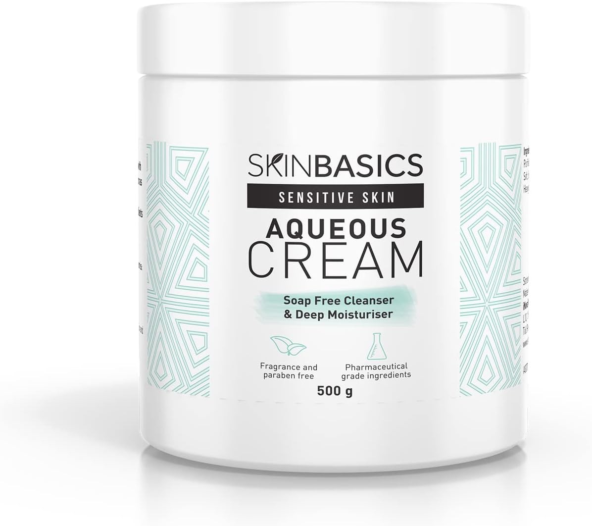 SKIN BASICS Aqueous Cream BP Jar 500G – Gentle Soap Free Cleanser Wash – Clinically Tested, Non-Irritating, Hypoallergenic Deep Moisturiser for Dry & Sensitive Skin