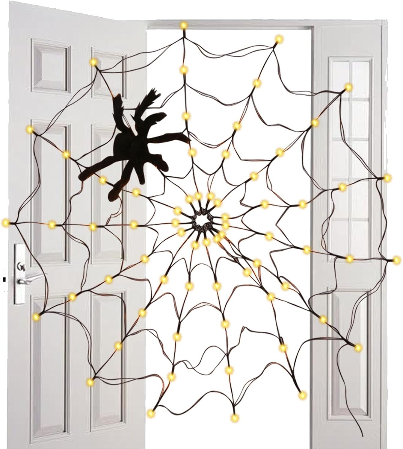 Halloween Spider Web Lights | Halloween Decoration Indoor Light,Halloween Lights 70 LED with Black Spider, Battery Operated Net Lights for House Garden Indoor Outdoor