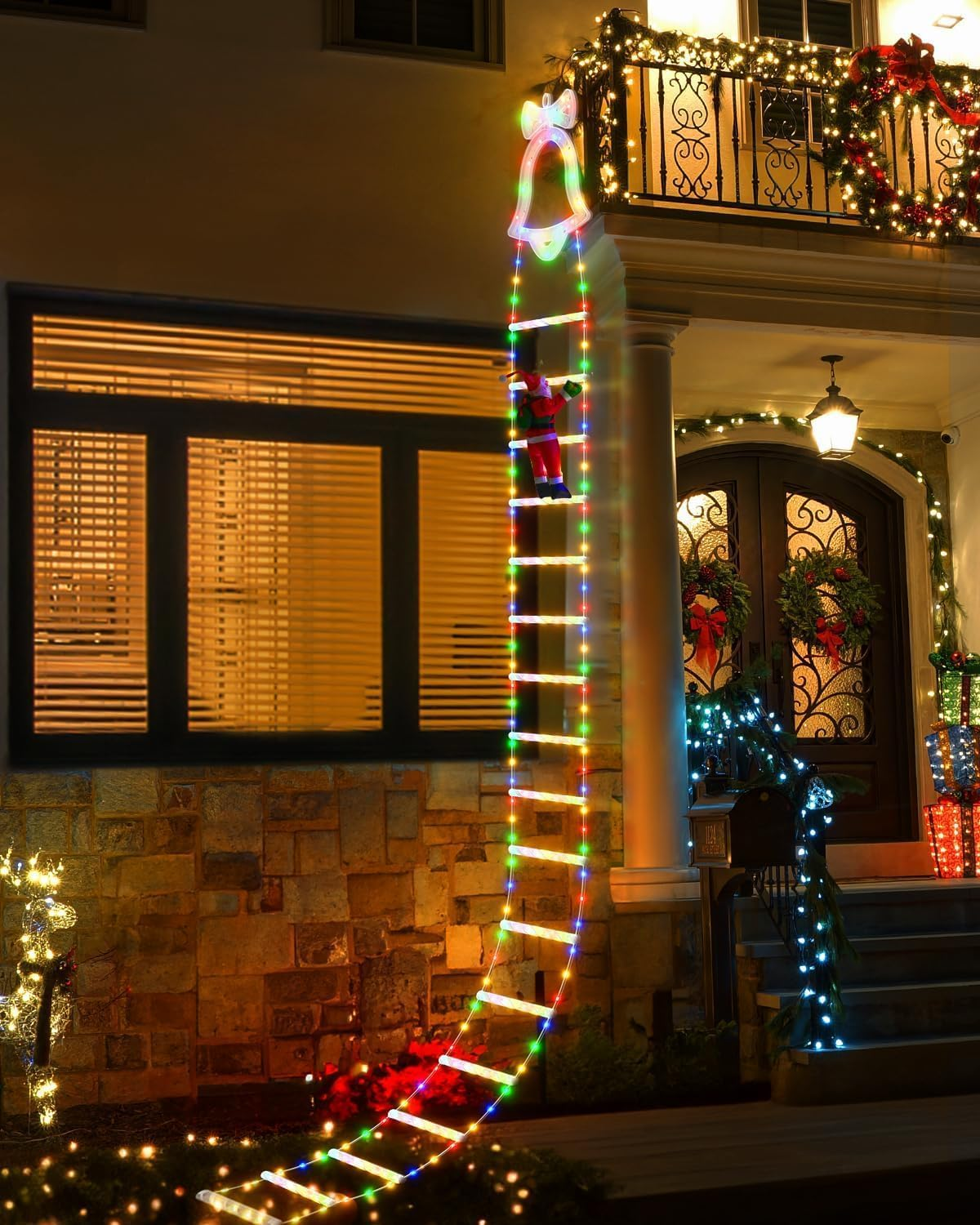 LED Christmas Lights – Locinoe 3M Christmas Decorative Ladder Lights with Santa Claus, Christmas Decorations Lights for Indoor Outdoor, Window, Garden, Home, Wall, Xmas Tree Decor