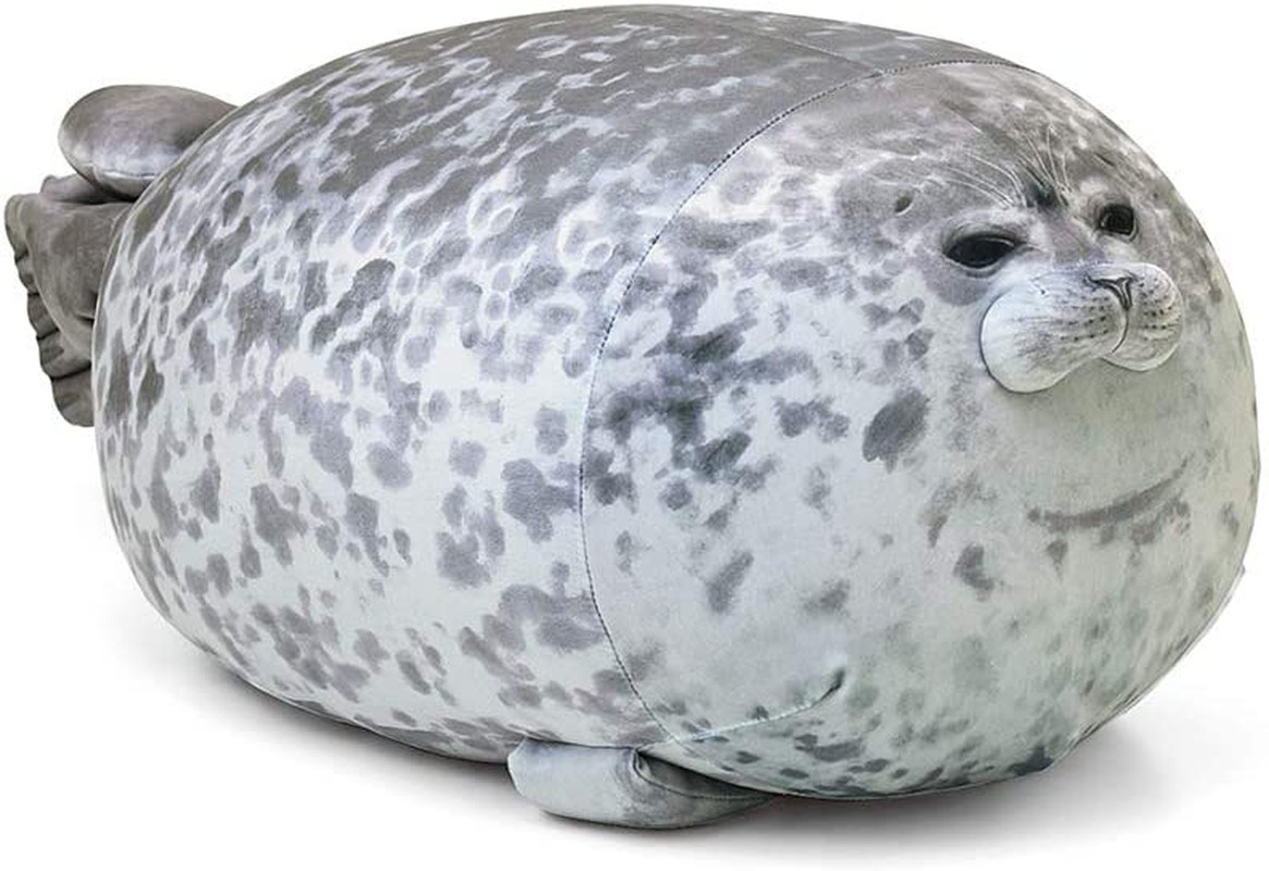 Rainlin Chubby Blob Seal Pillow Stuffed Cotton Plush Animal Toy Cute Ocean Pillow (A-Gray, Medium(17.3 In))