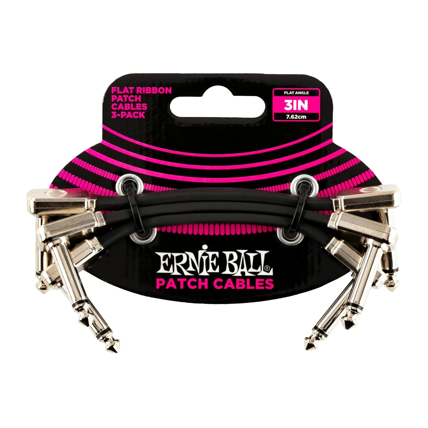 Ernie Ball 3″ Flat Ribbon Patch Cable 3-Pack – Black