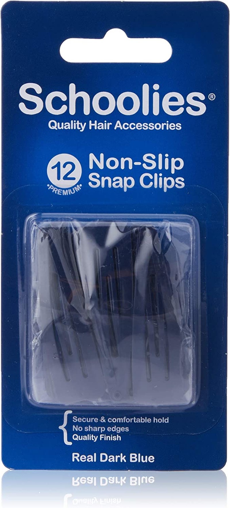 Schoolies Hair Accessories Non Slip Snap Clips 12 Pieces, Real Dark Blue