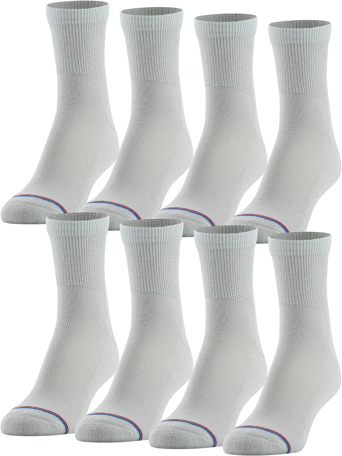 Medipeds Mens 8577 8 Pack Diabetic Quarter Socks with Non-Binding Top Socks