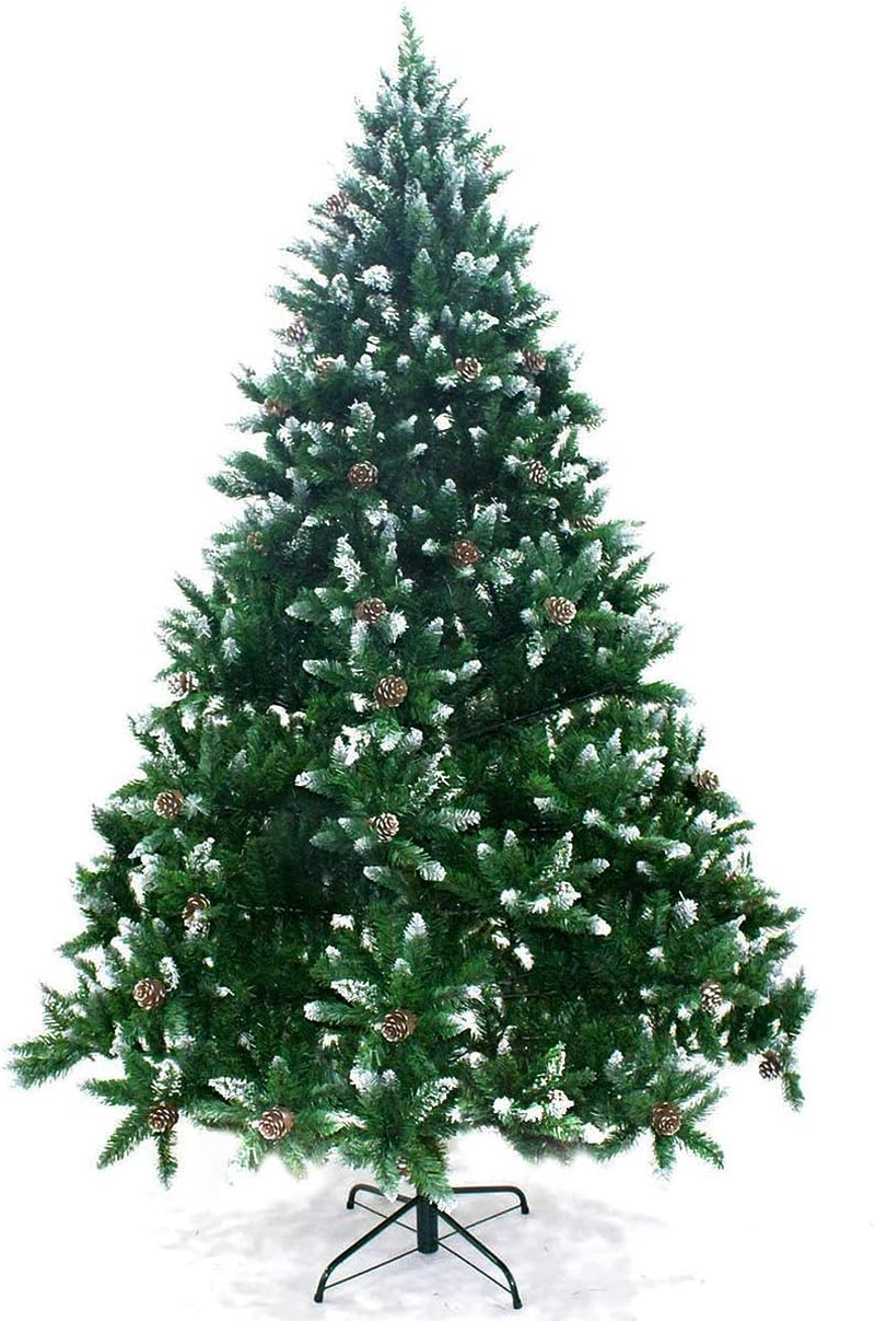 Ariv Green Pinecone Hinged Christmas Tree 6FT 1.8M Lush 1010 Tips Bushy Metal Stand Frame Hinged Branches Automatic Easy Assemble Chistmas Family Home Party Mall Store Decoration Ornaments