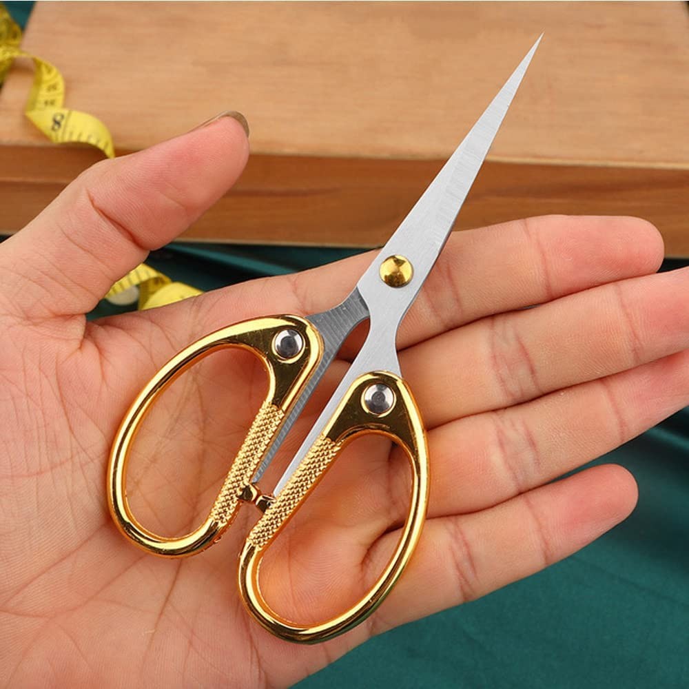 Aemoe 5Inch All Stainless Steel Office Scissors,Ultra Sharp Blade Shears,Sturdy Sharp Scissors for Office Home School Sewing Fabric Craft Supplies Multipurpose Scissors Gold(Sc0005-Gold-S)