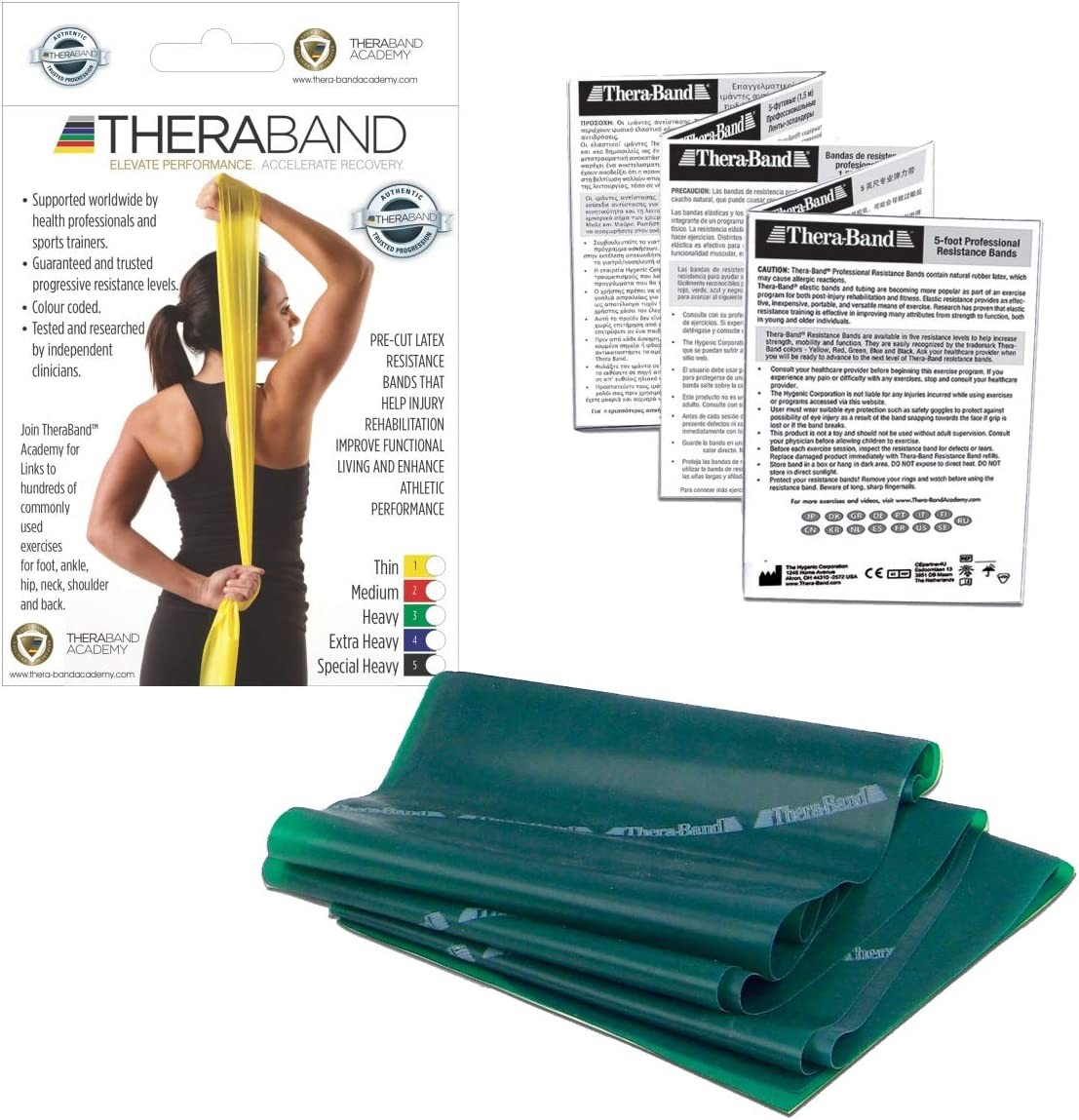 Theraband Latex Resistance Band – 1.5M Long – for Upper & Lower Body Core Exercise – Physical Therapy – Pilates – At-Home Workout