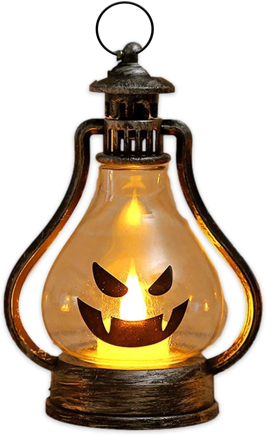 Light up Pumpkin Decor | Handheld Halloween Porch Decorations – Print Different Emoticons Light up Lanterns, Flameless Pumpkin Decor for Indoor