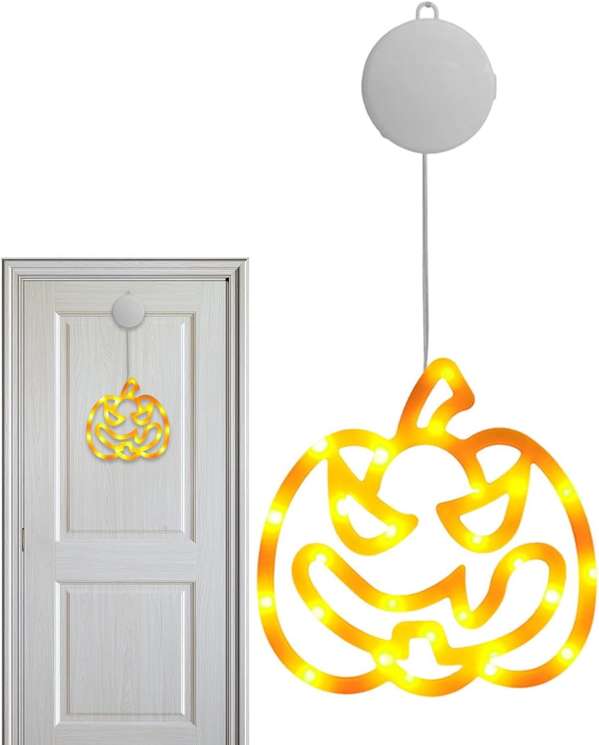 Halloween Decorations Window Lights – Pumpkin Suction Cup Light,Pumpkin Witch Hat Halloween Lights, Battery Operated Halloween Window Silhouette Lights for Halloween