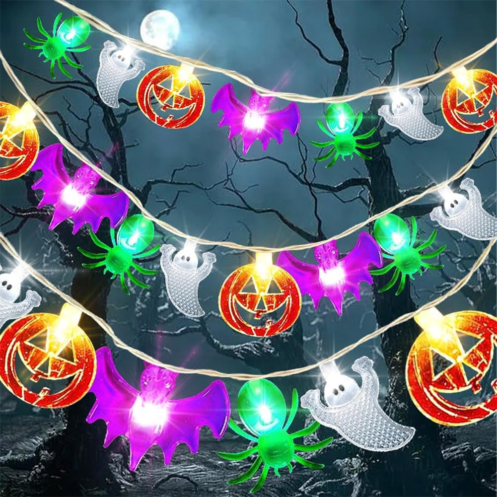 Heahap Halloween Pumpkin Lantern String Lights,(3Meter/9.8Feet) 20 LED Battery Powered for Halloween Party Decoration (4 Combinations)