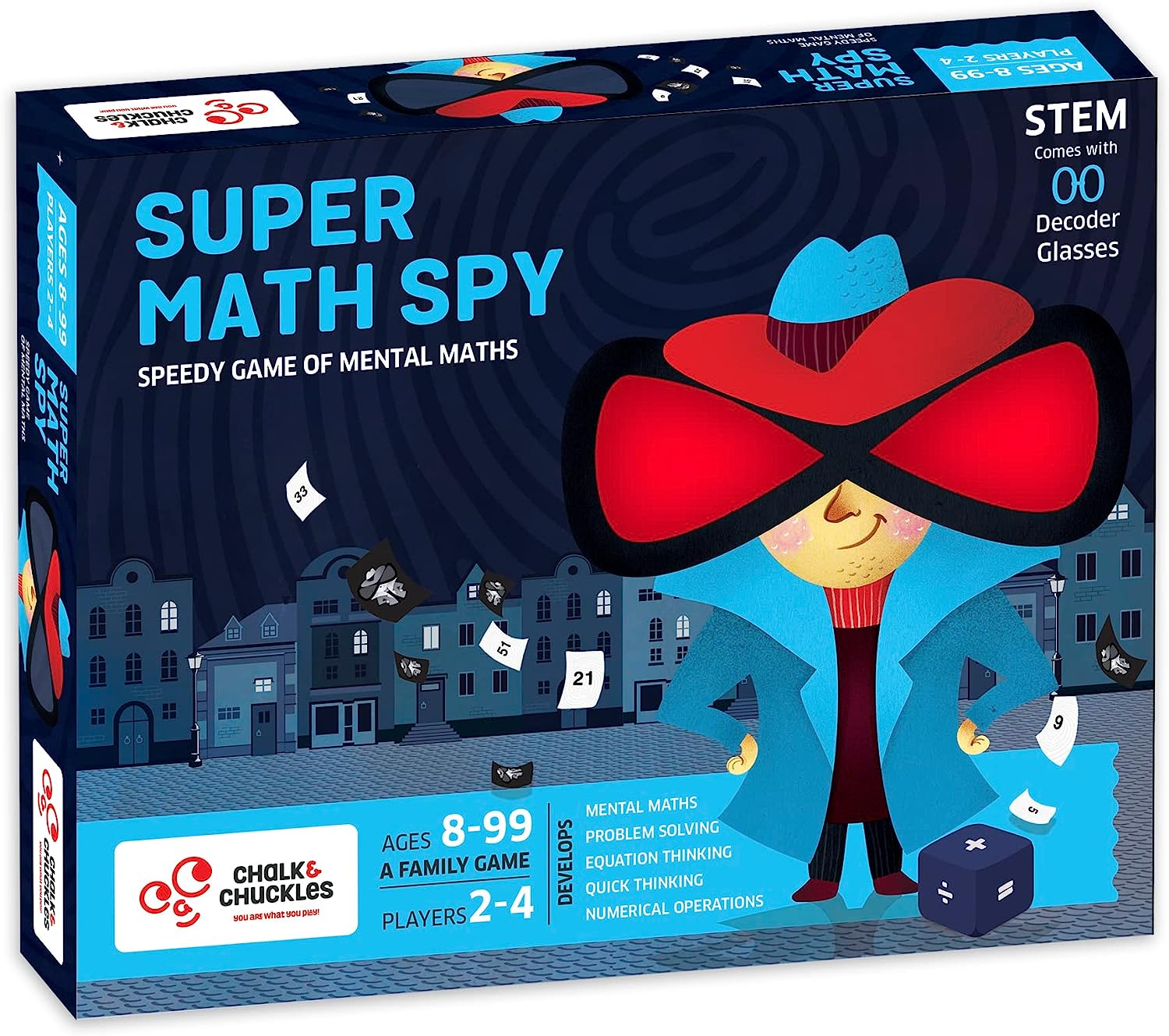 Chalk and Chuckles Super Math Spy – a Mental Math Educational Game for Kids at Home, Ages 8, 9, 10 Year Old and Up, STEM Toy, Gifts for Boys & Girls, Grade 2 & Up