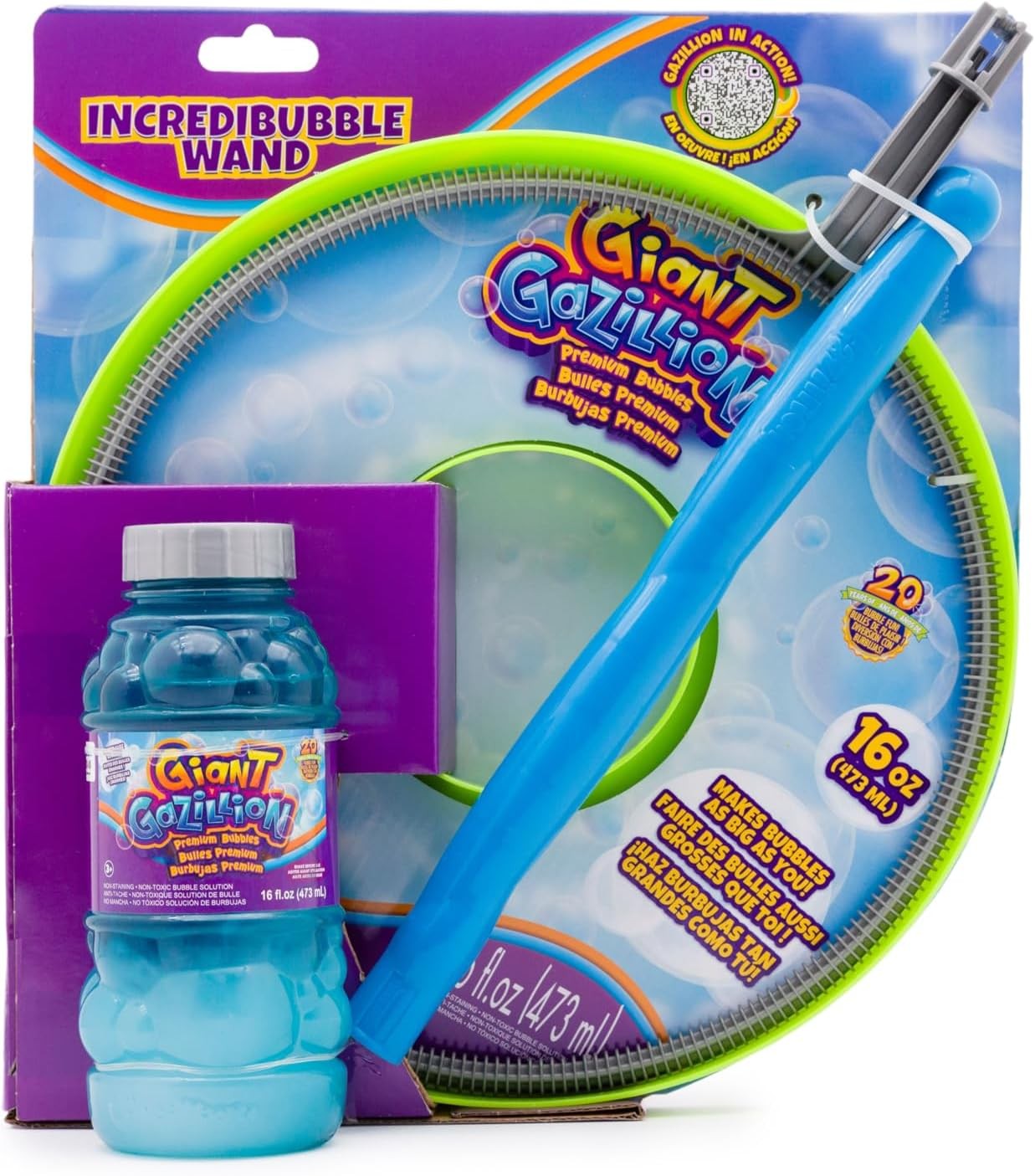 Gazillion Bubbles, Giant Bubbles Incredibubble Wand, Includes 16Oz Giant Bubble Solution, Ages 3 and Up