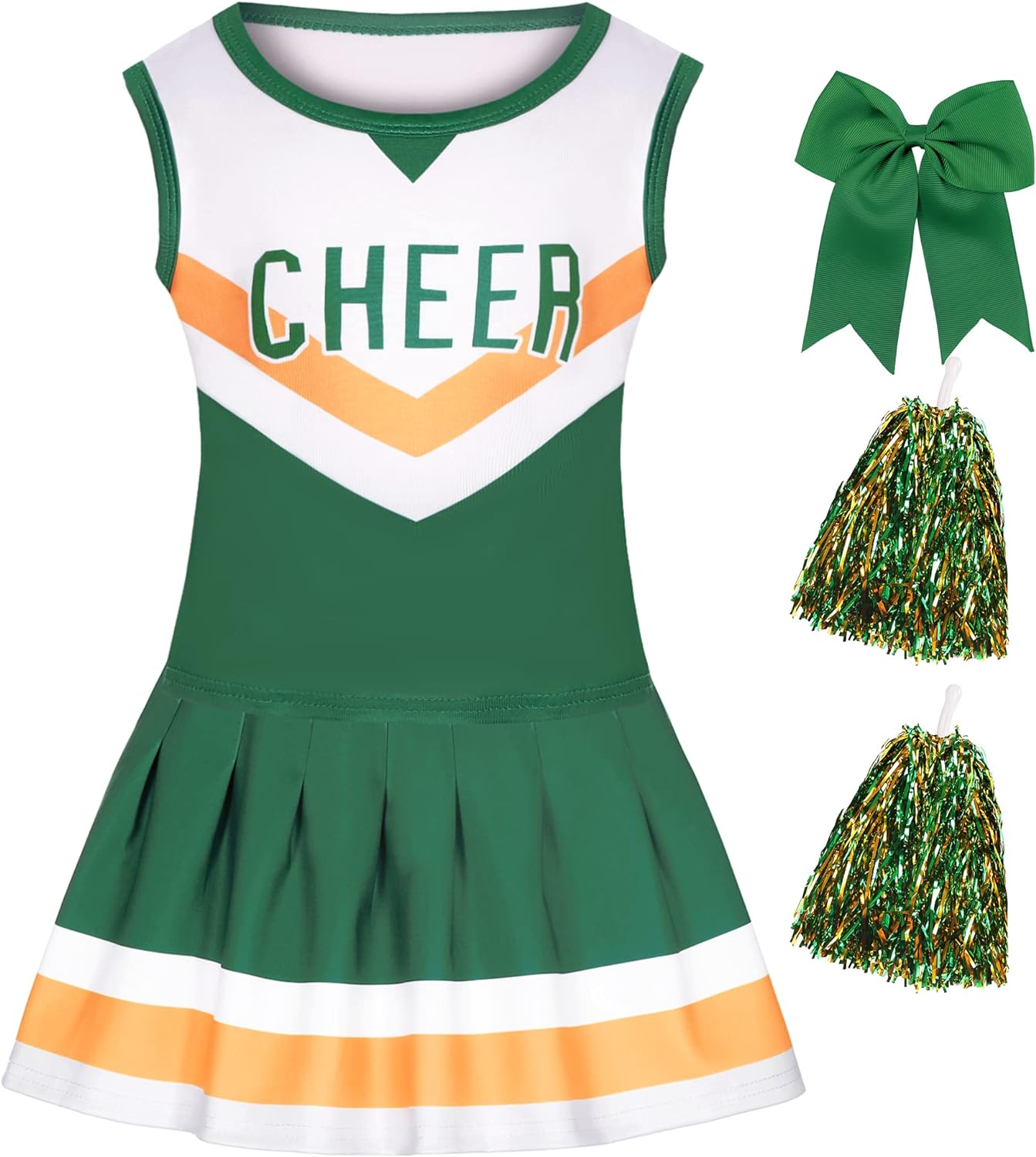 KAKALVER Cheerleader Costume for Girls Cheerleader Outfit for Halloween Dress up Cheerleader Gifts