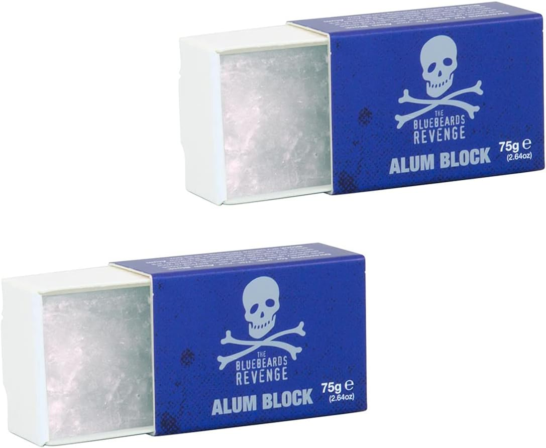 The Bluebeards Revenge, Alum Block, after Shave Styptic Treatment to Soothe Skin and Stems Bleeding, Duo Pack