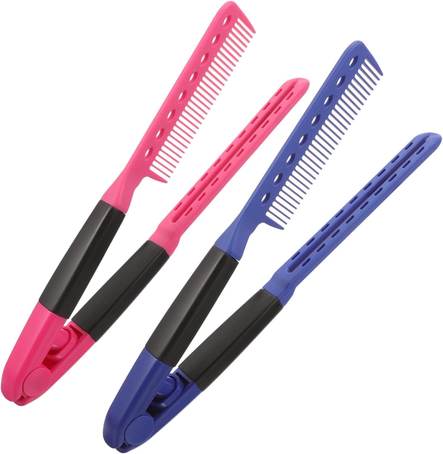 V-Shaped Straight Comb, 2Pcs V-Shaped Flat Comb Salon Hair Brush Comb Hair Styling Comb Styling Comb DIY V-Shaped Straightening Comb, Flat Iron Comb Straightening Combs Salon Hair Brush Combs,Color B