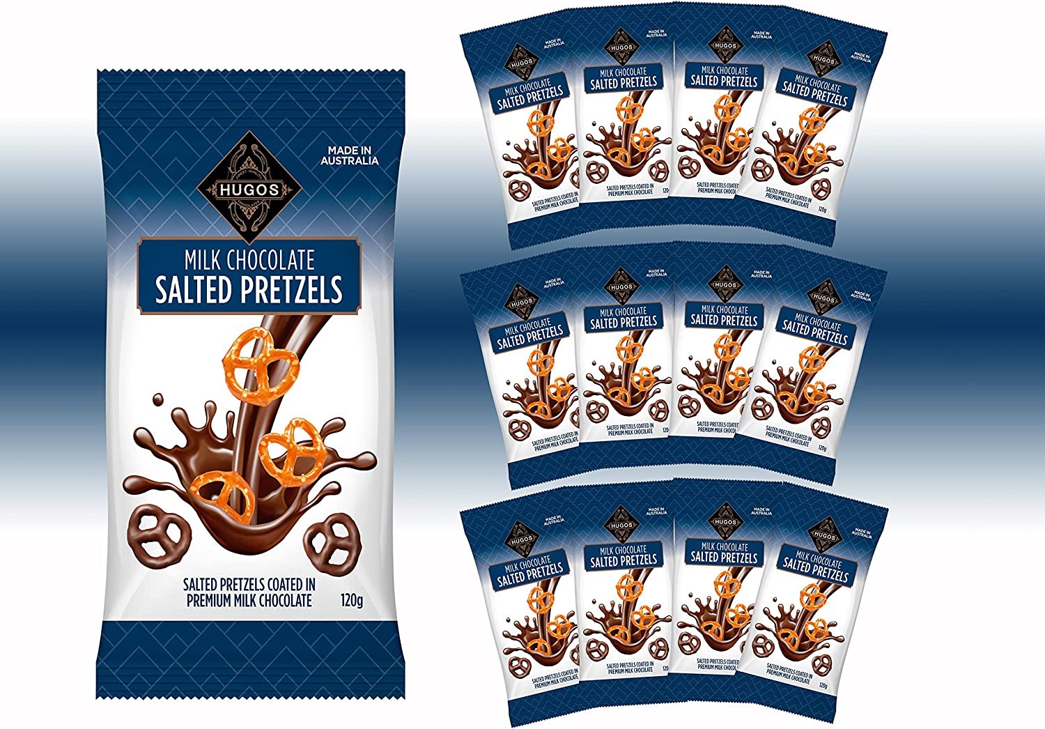 Hugos Milk Chocolate Salted Pretzels 12 X 120 G