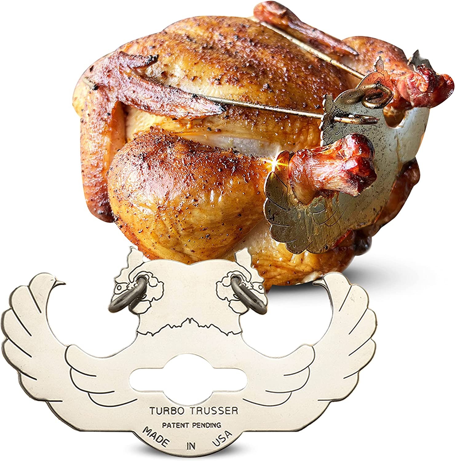 Turbo Trusser for Chicken I as Seen on Shark Tank I Cooks Evenly & Makes Meat Juicier I Easy-To-Use & Dishwasher Safe I for Ovens, Smokers, Roasters, Grills, Rotisseries, Air Fryers & Deep Fryers