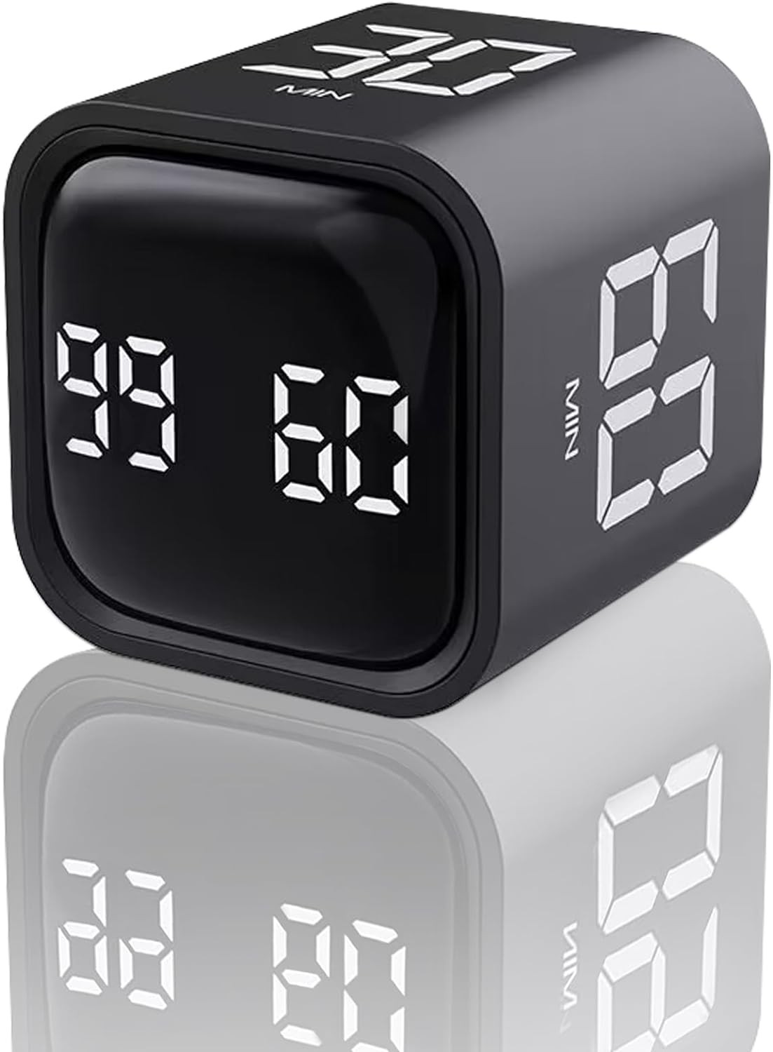 Eoocoo Stylish Digital Timer, Creative Cube Rotation Timer 5/10/30/60 Minutes, Countdown Productivity Timer for Working Cooking Fitness Studying Teaching, Easy Use for Adults and Kids, Black