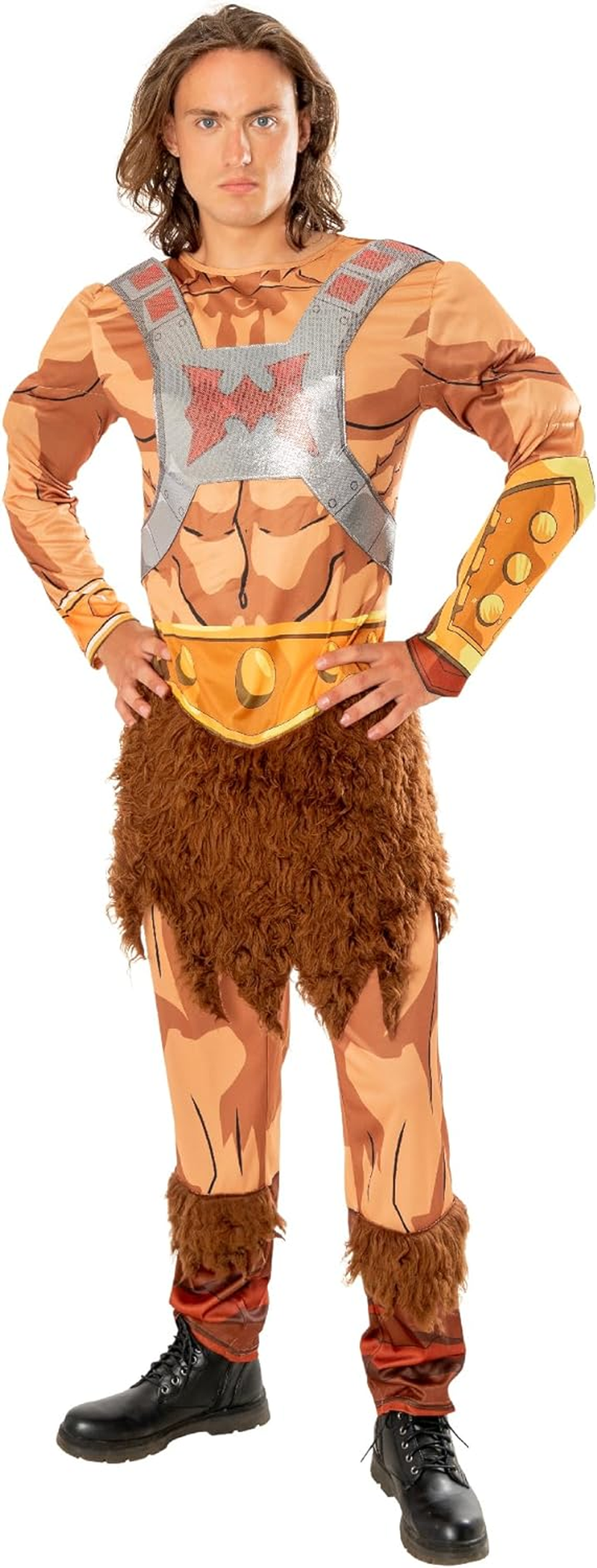 Rubies He-Man Deluxe Adult Costume Digital Printed Muscle Breast Jumpsuit Official Masters of the Universe for Carnival, Halloween, Christmas and Birthday