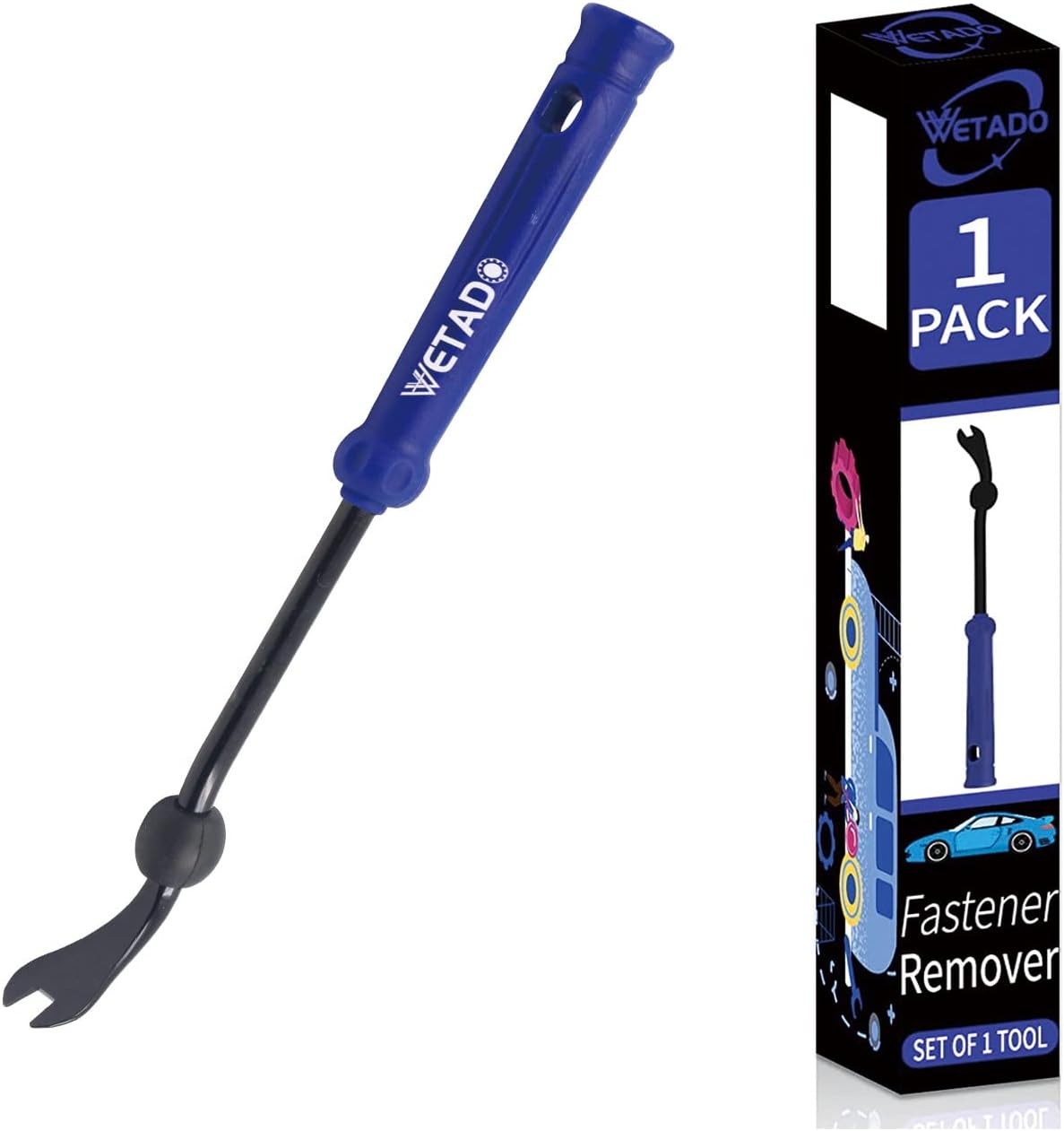 Wetado Auto Trim Removal Tool, Plastic Fastener Remover, Clip Removal Tool, Door Panel/Upholstery Remover – Easily Removes Plastic Fasteners, Reduces Damage to Panels and Loss of Clips