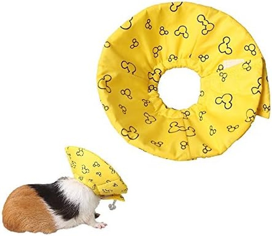 Hamster Rabbit Protection Cone Neck Recovery Collar – Small Animal Pets Elizabethan Collar Anti-Water Bite Sratch Risistant for Guinea Pig Mice Mouse Rats Ferret Squrrel (L, Yellow)