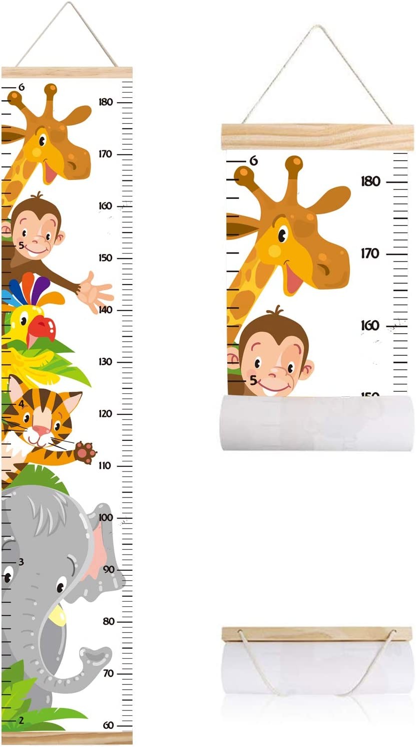 Animals Growth Chart for Kids, Baby Height Chart, Canvas Height Measuring Rulers for Boys Girls (Animals 1)