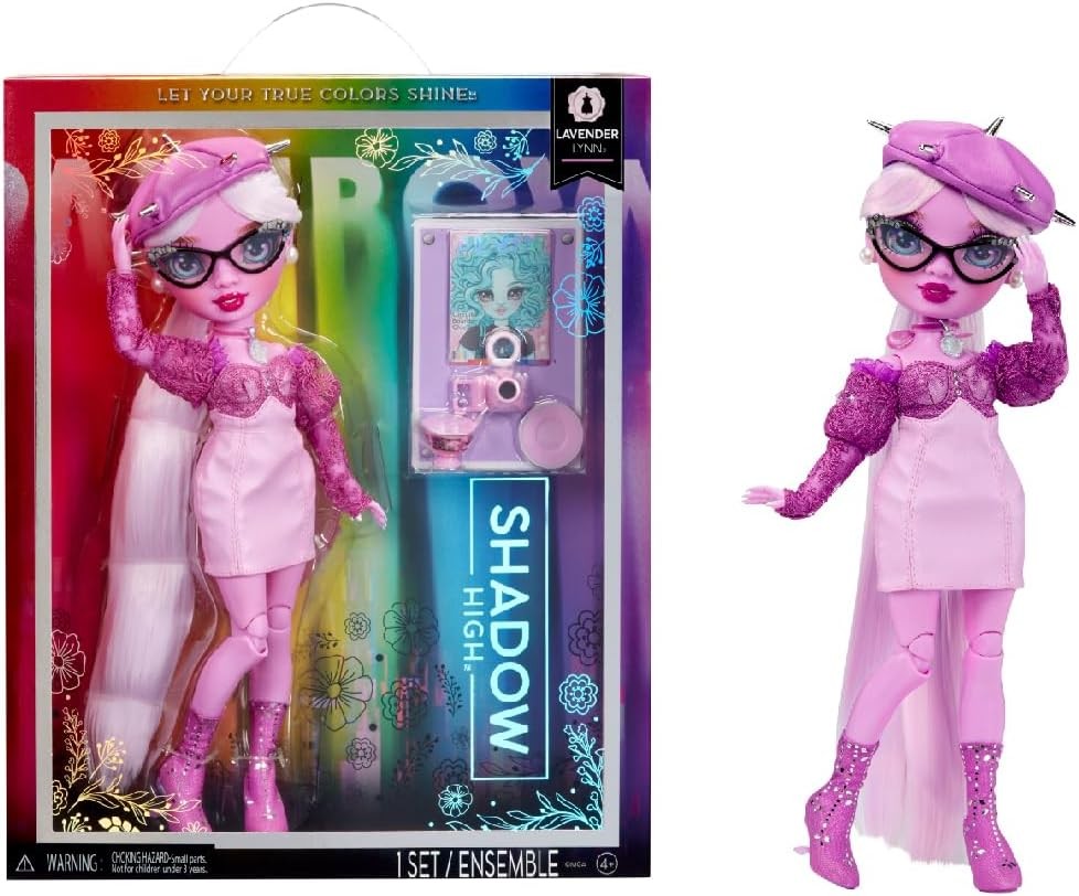 Rainbow High Shadow High Series 3 – Lavender Lynn – Purple Fashion Doll – Fashionable Outfit, Extra Long Hair, Glasses & 10+ Colourful Play Accessories – Great for Kids 4-12 Years Old & Collectors