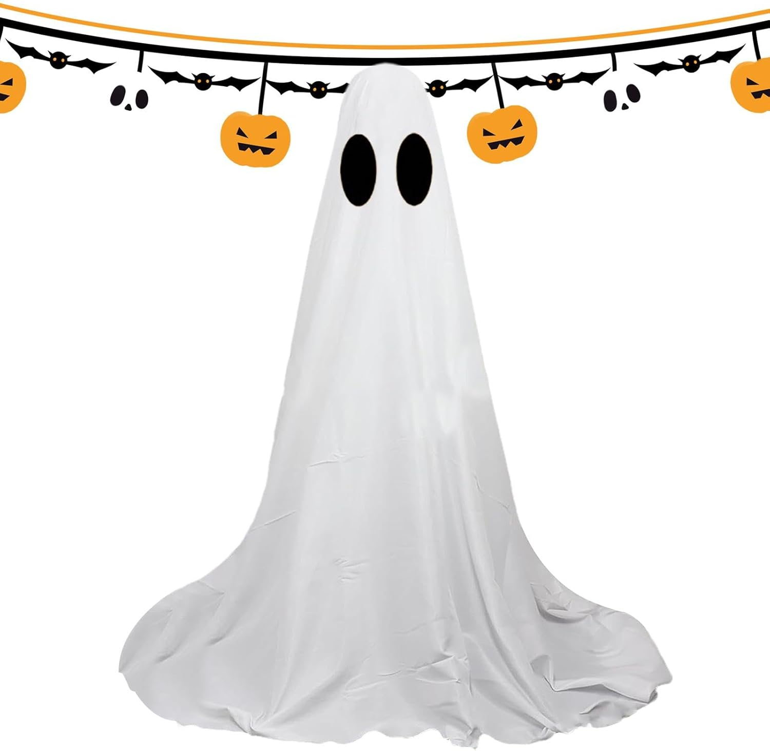 Ghost Decorations outside – Large Lighted White Cloth Ghosts | Spooky Outdoor Decor with LED String Lights for Haunted House