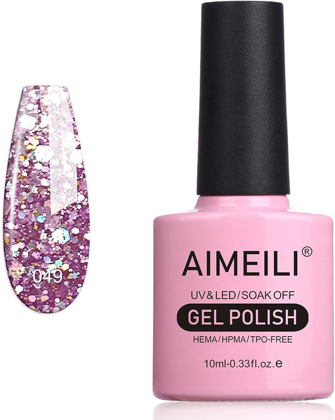 AIMEILI Soak off UV LED Gel Nail Polish – Princess Glitter (049) 10Ml