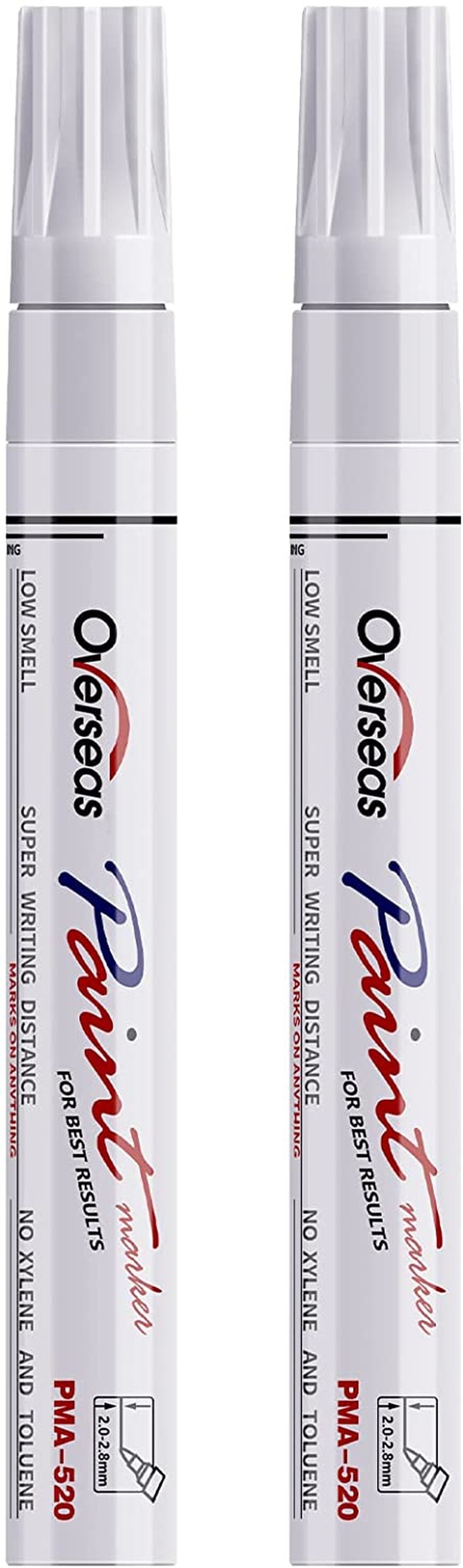 Permanent Paint Pens White Markers – 2 Pack Single Color Oil Based Paint Markers, Medium Tip, Quick Drying and Waterproof Marker Pen for Metal, Rock Painting, Wood, Plastic, Canvas, Mugs